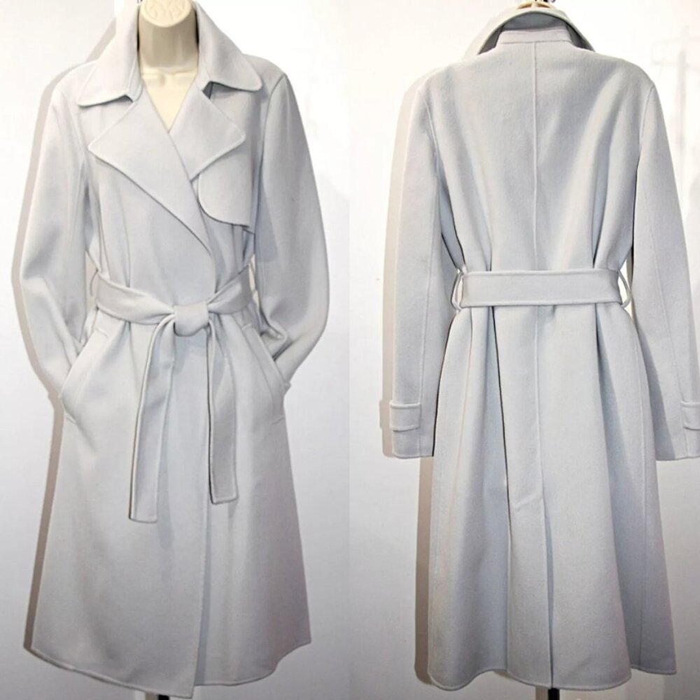 Theory Oaklane DF Winsome2 Double-Face Wool-Cashmere Overcoat in Stone sz S $895